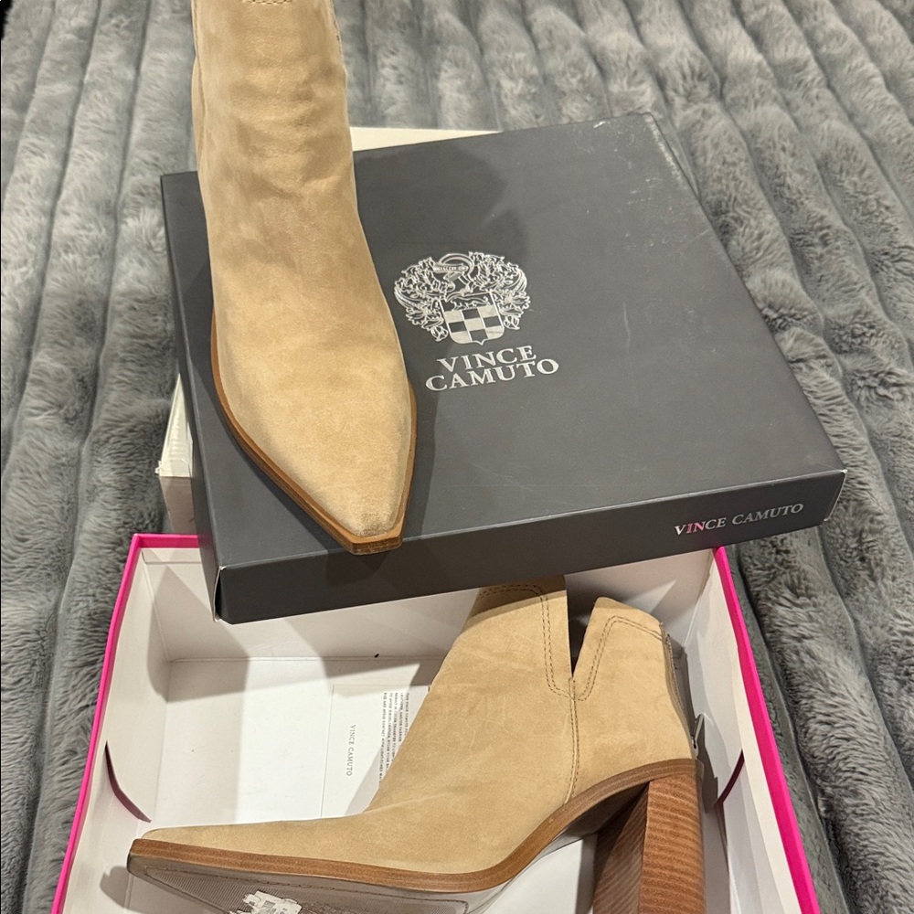 Vince Camuto Beige Heeled Ankle Boots